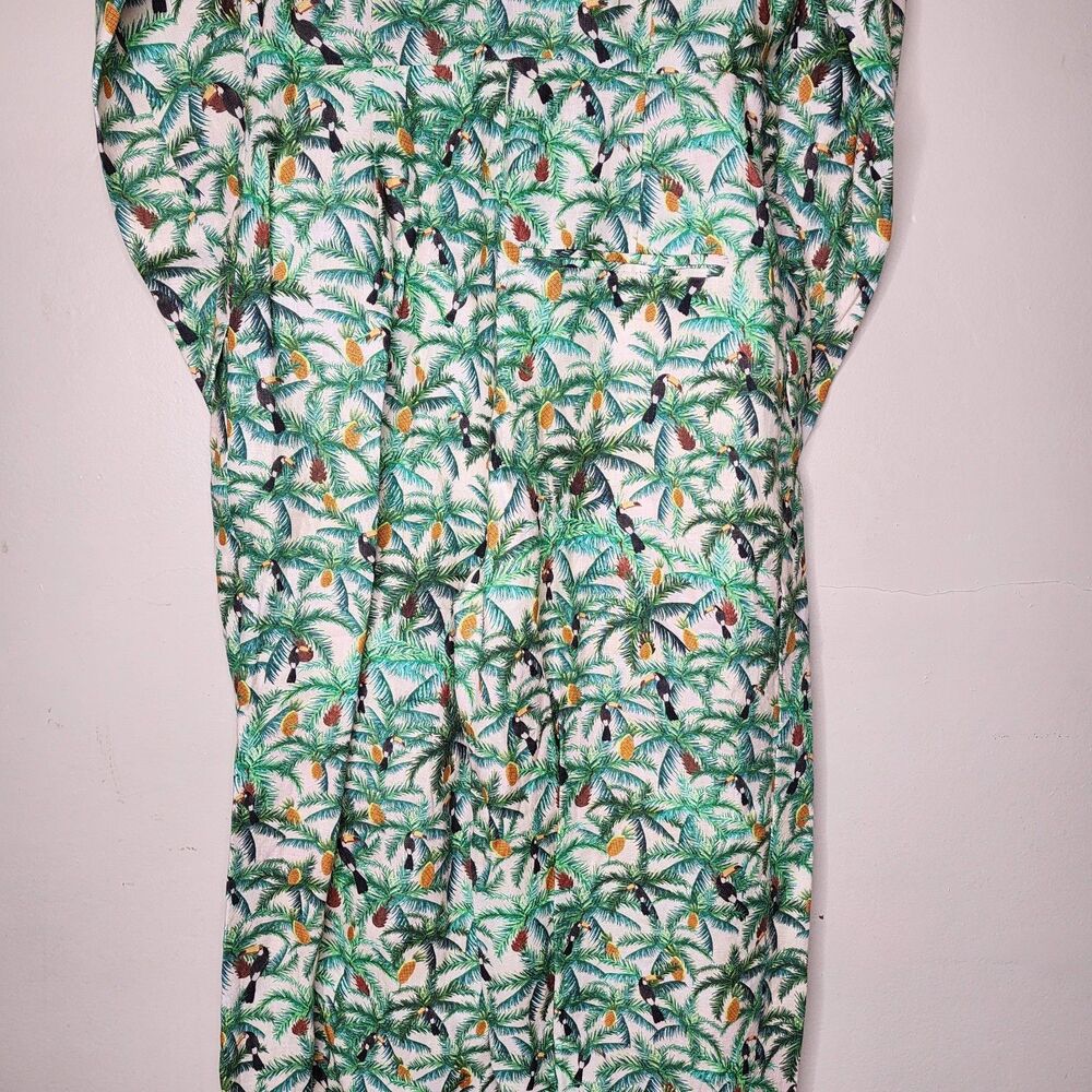 Farm Rio Tropical Toucans 100% Linen Blazer Jumpsuit Small Coastal Vacation NEW - Picture 11 of 16